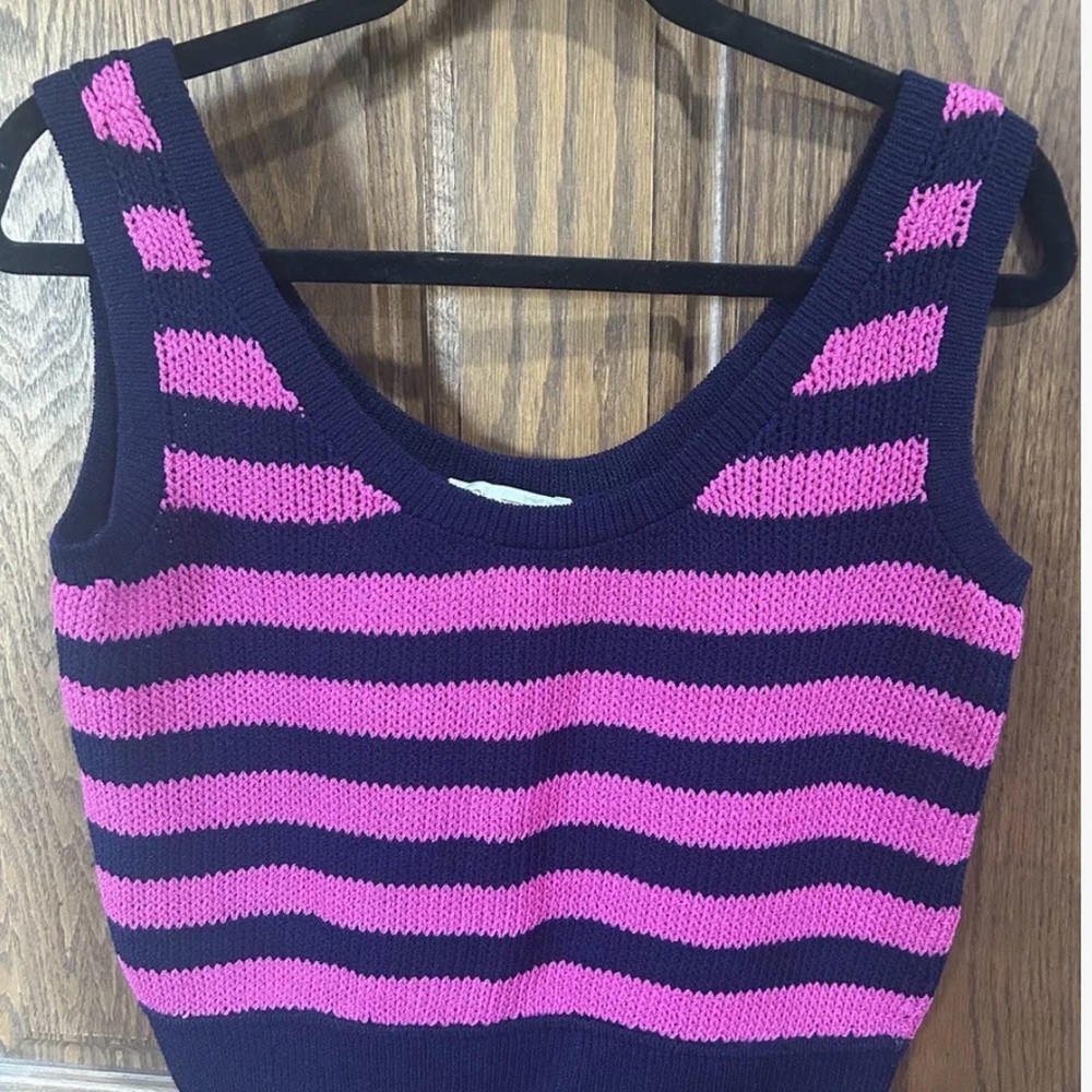 St. John Basic Knit Shell Tank Top Bright Pink/Na… - image 2